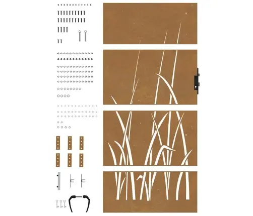 Dārza Vārti, 85X200 Cm, Tērauds Ar Rūsas Efektu, Zāles Dizains Vidaxl