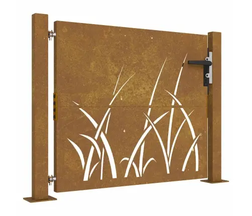 Dārza Vārti, 105X80 Cm, Tērauds Ar Rūsas Efektu, Zāles Dizains Vidaxl