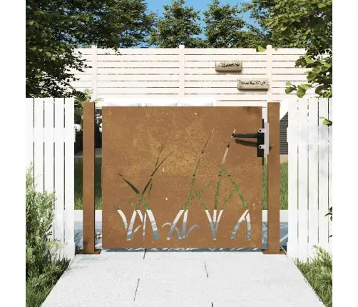 Dārza Vārti, 105X80 Cm, Tērauds Ar Rūsas Efektu, Zāles Dizains Vidaxl