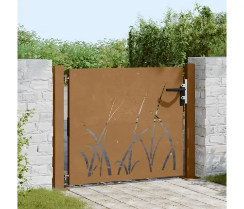 Sodo Vartai, 100X100 cm Corten Plienas, Žolės Raštas