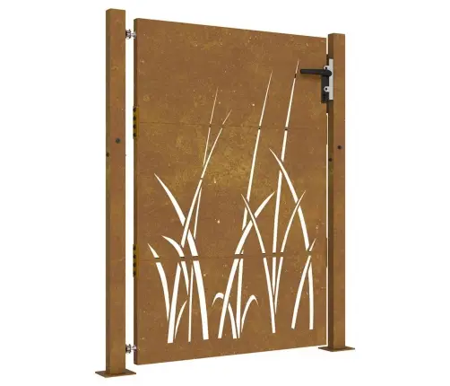 Dārza Vārti, 105X130 Cm, Tērauds Ar Rūsas Efektu, Zāles Dizains Vidaxl