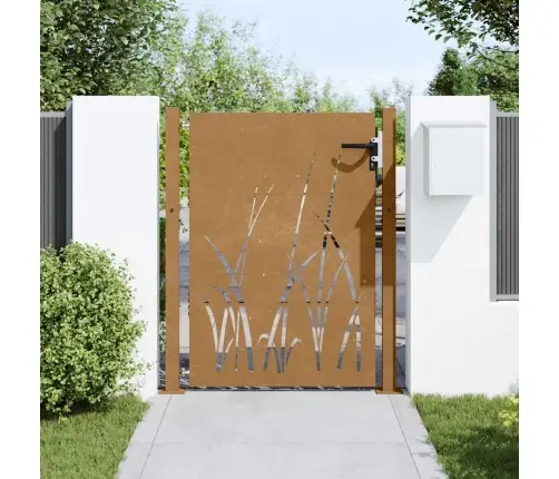 Dārza Vārti, 105X130 Cm, Tērauds Ar Rūsas Efektu, Zāles Dizains Vidaxl