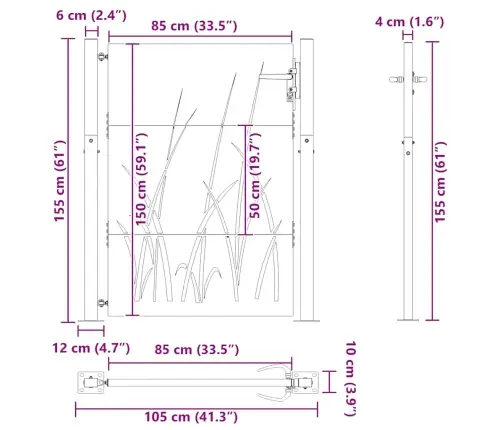 Aiavärav 100 X 150 Cm Corten Terasest Murukujundusega