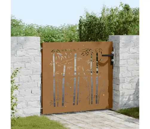 Dārza Vārti, 85X100 Cm, Tērauds, Rūsas Efekts, Bambusa Dizains Vidaxl