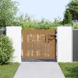 Dārza Vārti, 85X100 Cm, Tērauds, Rūsas Efekts, Bambusa Dizains Vidaxl