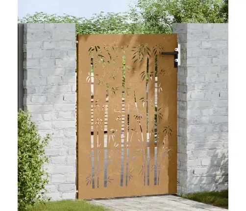 Aiavärav 85 X 150 Cm Corten Terasest Bambusdisainiga