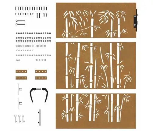 Aiavärav 85 X 150 Cm Corten Terasest Bambusdisainiga