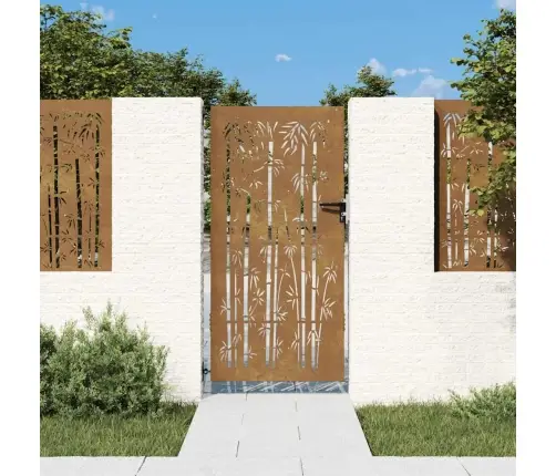 Dārza Vārti, 85X175 Cm, Tērauds, Rūsas Efekts, Bambusa Dizains Vidaxl