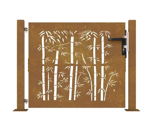 Sodo Vartai, 100X100 cm Corten Plienas, Bambuko Dizainas