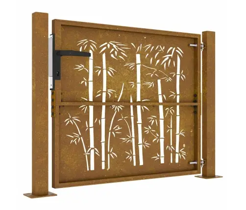 Sodo Vartai, 100X100 cm Corten Plienas, Bambuko Dizainas