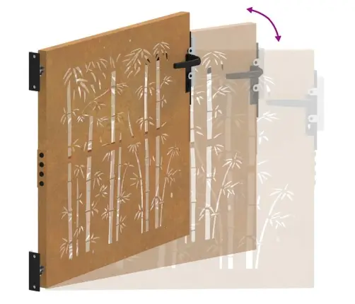 Sodo Vartai, 100X100 cm Corten Plienas, Bambuko Dizainas