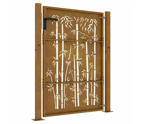 Dārza Vārti, 105X130 Cm, Tērauds, Rūsas Efekts, Bambusa Dizains Vidaxl