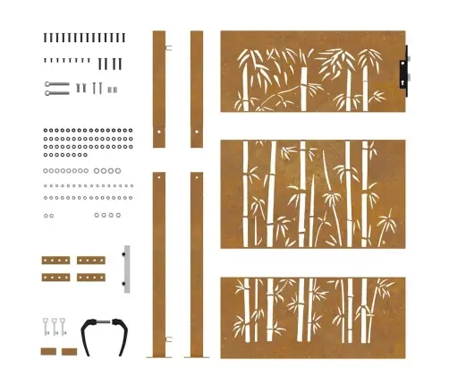 Dārza Vārti, 105X130 Cm, Tērauds, Rūsas Efekts, Bambusa Dizains Vidaxl