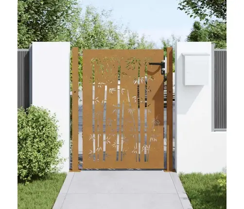 Dārza Vārti, 105X130 Cm, Tērauds, Rūsas Efekts, Bambusa Dizains Vidaxl