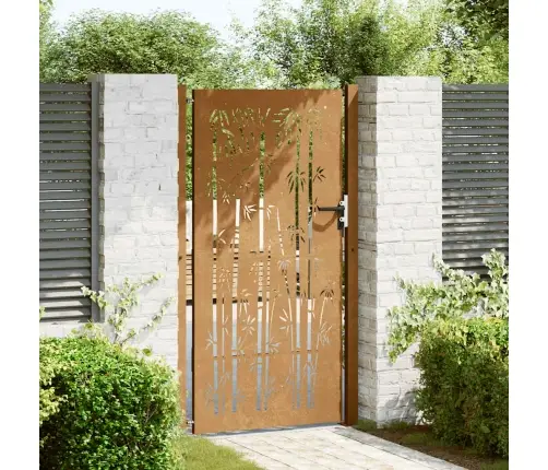 Sodo Vartai, 105X205 cm Corten Plienas, Bambuko Dizainas