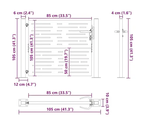 Sodo Vartai, 100X100 cm Corten Plienas, Kvadratinis Dizainas