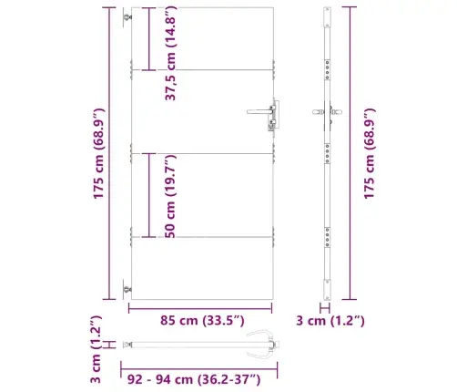 Sodo Vartai, 85X175 cm Corten Plienas