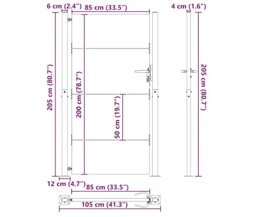 Dārza Vārti, 105X205 Cm, Tērauds Ar Rūsas Efektu Vidaxl