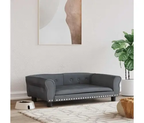 Gulta Suņiem, Tumši Pelēka, 95X55X30 Cm, Samts Vidaxl