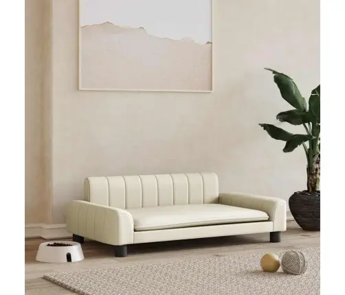 Lova Šunims, Kreminės Spalvos, 90X53X30cm Dirbtinė Oda