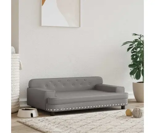 Gulta Suņiem, Pelēka, 90X53X30 Cm, Mākslīgā Āda Vidaxl