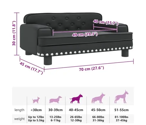 Koeradiivan, Must, 70 X 45 X 30 cm Kunstnahk