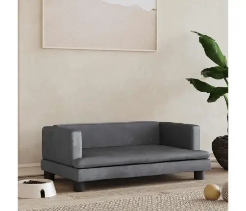 Gulta Suņiem, Tumši Pelēka, 80X45X30 Cm, Samts Vidaxl