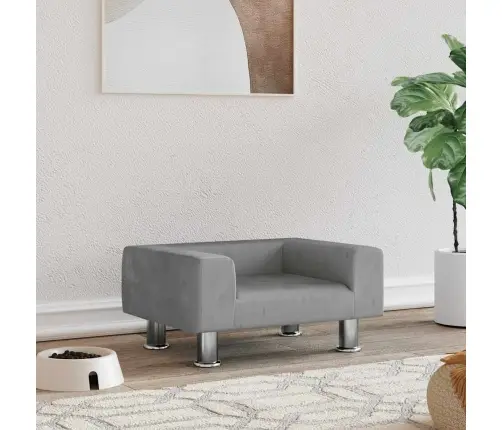 Gulta Suņiem, Gaiši Pelēka, 50X40X26,5 Cm, Samts Vidaxl