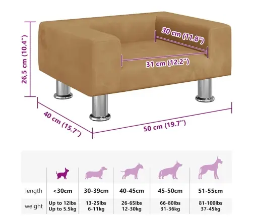 Lova Šunims, Rudos Spalvos, 50X40X26,5cm Aksomas