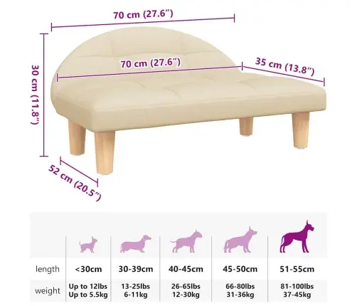 Gulta Suņiem, Bēša, 70X52X30 Cm, Audums Vidaxl