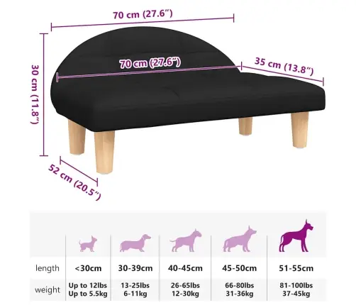 Lova Šunims, Juoda Spalvos, 70X52X30 cm Audinys