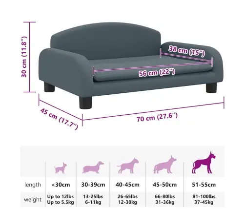 Koeravoodi, Tumehall, 70 X 45 X 30 cm Kangas