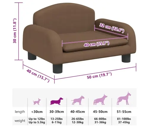 Gulta Suņiem, Brūna, 50X40X30 Cm, Audums Vidaxl Gulta Suņiem, Brūna, 50X40X30 Cm, Audums Vidaxl