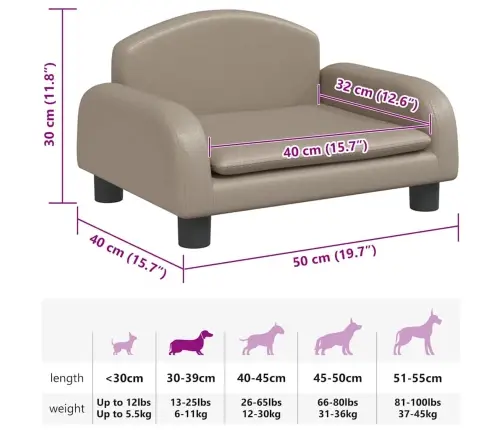 Lova Šunims, Kapučino Spalvos, 50X40X30cm Dirbtinė Oda