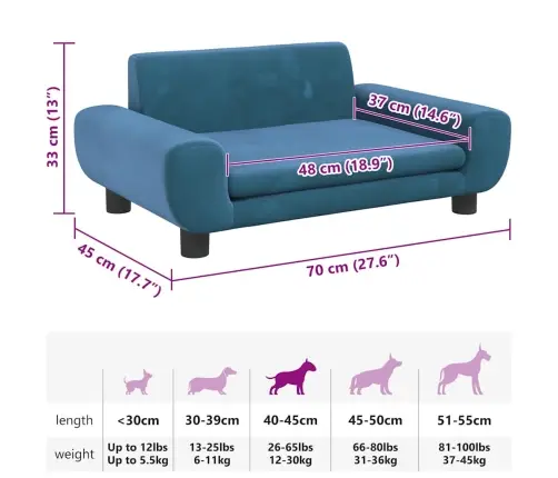 Dīvāngulta, Zila, 70X45X33 Cm, Samts Vidaxl