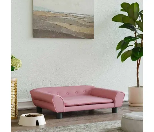 Gulta Suņiem, Rozā, 70X48X22 Cm, Samts Vidaxl