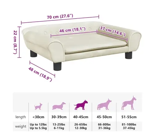 Dīvāngulta, Krēmkrāsas, 70X48X22 Cm, Samts Vidaxl