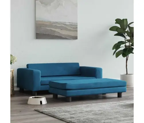 Lova Šunims Su Prailginimu, Mėlyna, 100X50X30cm Aksomas