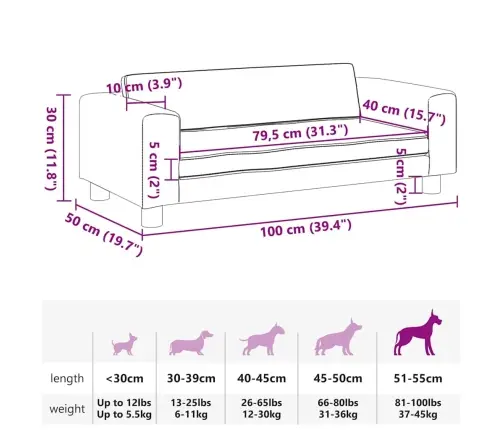 Suņa Gulta Ar Pagarinājumu, Brūna, 100X50X30 Cm, Mākslīgā Āda Vidaxl