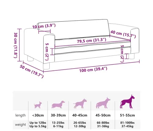 Suņa Gulta Ar Pagarinājumu, Pelēki, 100X50X30 Cm, Mākslīgā Āda Vidaxl