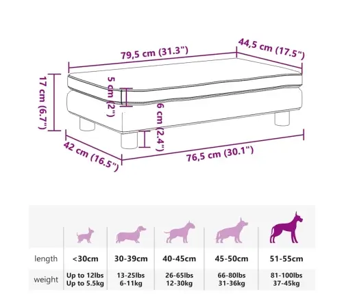 Suņa Gulta Ar Pagarinājumu, Pelēki, 100X50X30 Cm, Mākslīgā Āda Vidaxl