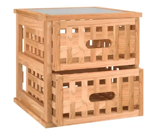 Naktsskapītis, 34X34X34 Cm, Valriekstu Masīvkoks Vidaxl