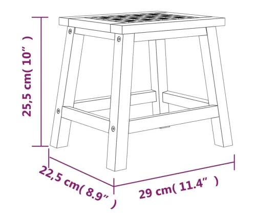 Taburetė-Laiptelis, 29X22,5X25,5cm Riešutmedžio Masyvas