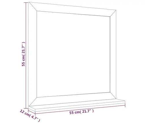 Sienas Spogulis, 55X55 Cm, Valrieksta Masīvkoks Vidaxl