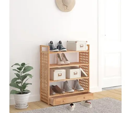 Apavu Plaukts Ar Atvilktni, 70X27X81 Cm, Valrieksta Masīvkoks Vidaxl