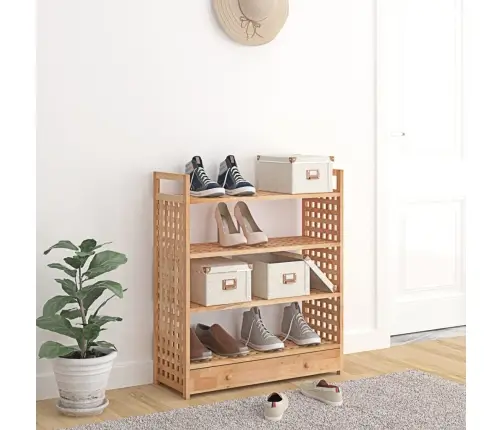 Apavu Plaukts Ar Atvilktni, 70X27X81 Cm, Valrieksta Masīvkoks Vidaxl