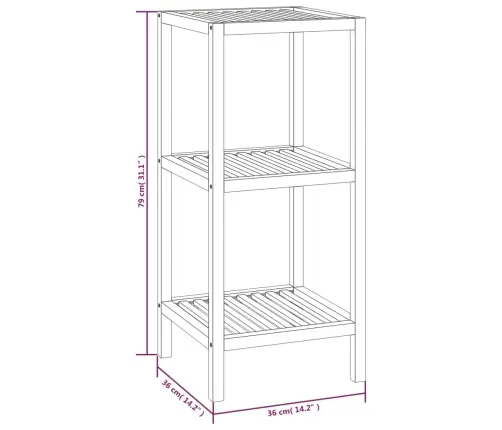 Vannasistabas Plaukts, 36X36X79 Cm, Valrieksta Masīvkoks Vidaxl