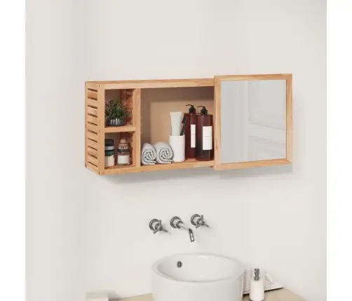 Veidrodinė Spintelė, 80X17X34cm Riešutmedžio Medienos Masyvas