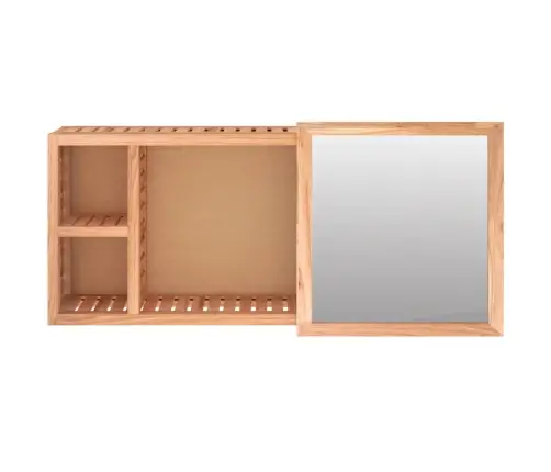 Veidrodinė Spintelė, 80X17X34cm Riešutmedžio Medienos Masyvas