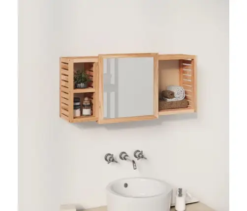 Veidrodinė Spintelė, 80X17X34cm Riešutmedžio Medienos Masyvas